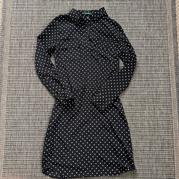 Ralph Lauren Black and White Sheath Dress with Mandarin Collar - Picture 1 of 2